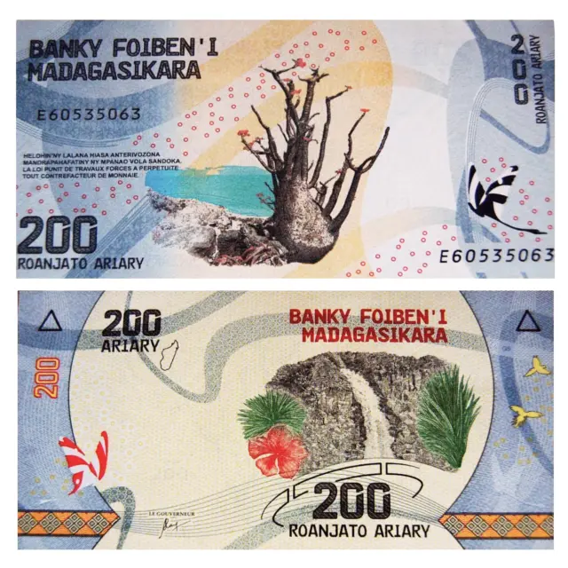Madagascar 200 Ariary Billets de Banque Unz 2017 Paper Money Unc. Le Grand