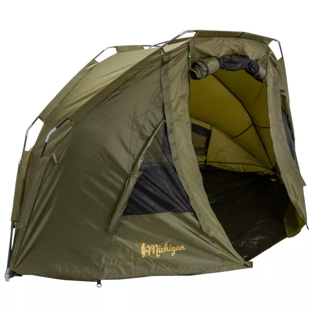Michigan 1-2 Man Bivvy Brolly Shelter, Carp Fishing Overnight Waterproof Tent