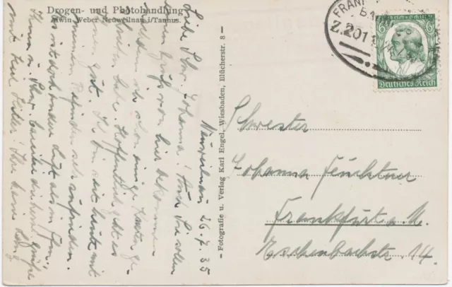 DEUTSCHES REICH 1935, 6 Pf Friedrich von Schiller EF mit Bahnpost-Ovalstempel