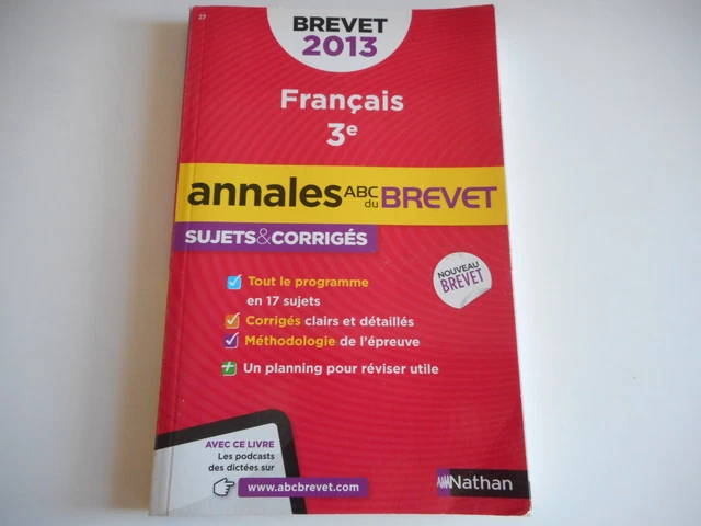 Annales Brevet Francais Avec Corrigés picclick.fr