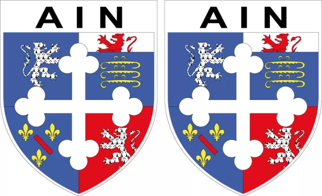 2 x STICKER ECUSSON - AIN département 01 - Autocollant - 4x5 cm BLASON