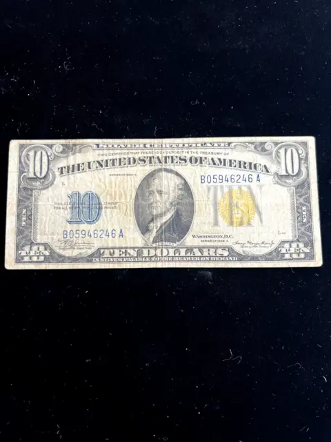 1934 A North Africa Ten Dollar $10 U.S. Silver Certificate U Grade It NO RESERVE