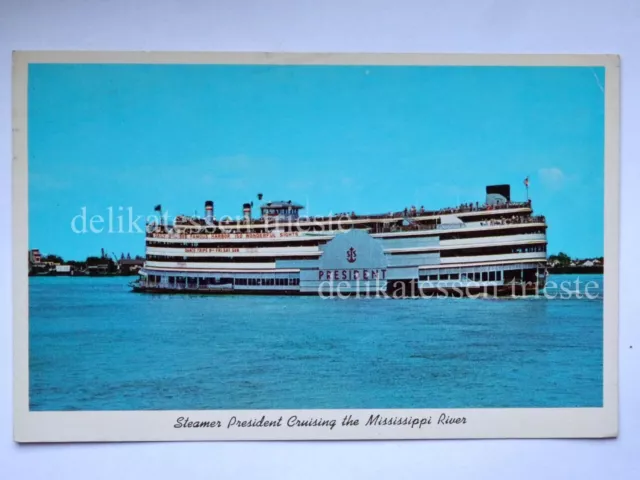 NEW ORLEANS LA Streamer President Cruising Mississippi ship nave old postcard