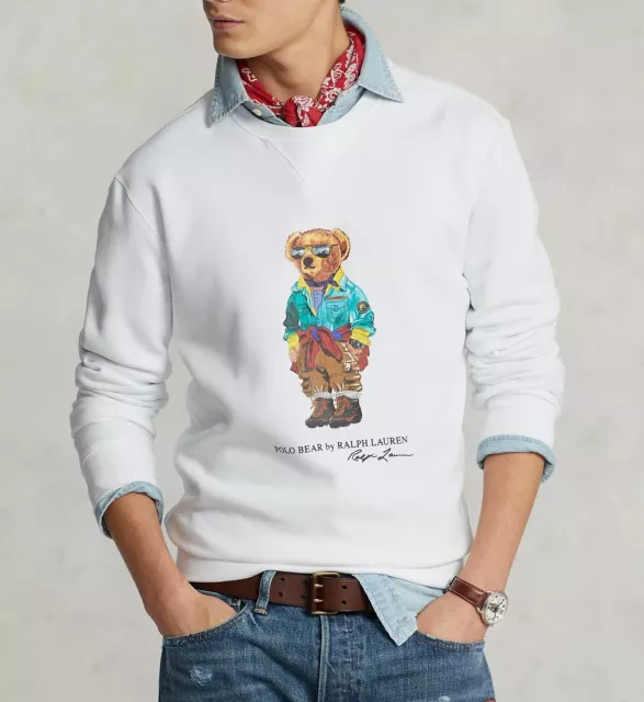 Polo Ralph Lauren Bear Fleece Sweatshirt White - Slim Fit