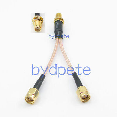 Y type splitter 1 SMA female jack to 2 SMA male plug T RF Pigtail RG316 Cable