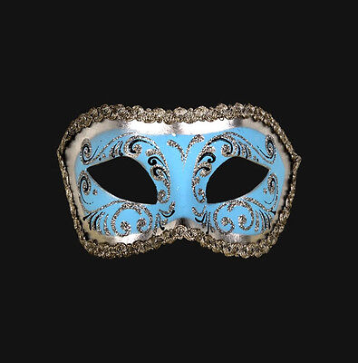 Mask from Venice Wolf Colombine Blue And Silver Authentic Paper Mache 448