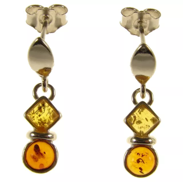 Baltic Amber Sterling Silver 925 Stud Drop Dangling Earrings Jewellery Jewelry