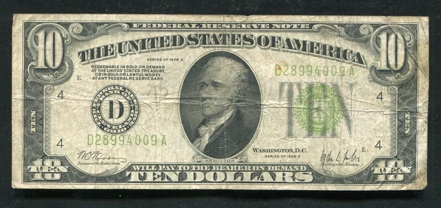 Fr. 2003-D 1928-C $10 Frn Federal Reserve Note Cleveland, Oh “Scarcer C Series”