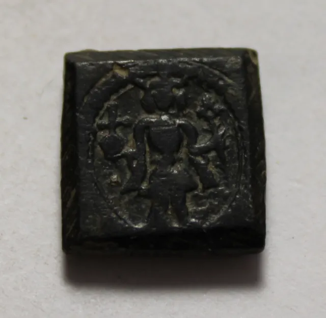 Rare Original Ancient exagium coin weight artifact intact Saint cross flower 3