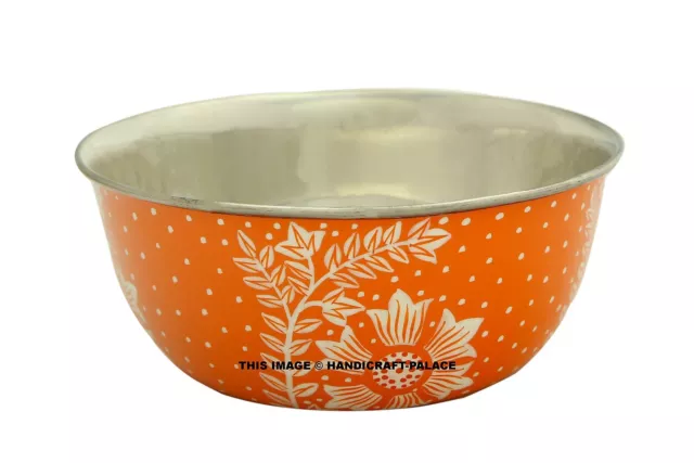 5 PC Wholesale Lot Stainless Steel Bowl Hand Painted Flower Serving Bowls Bowl 2