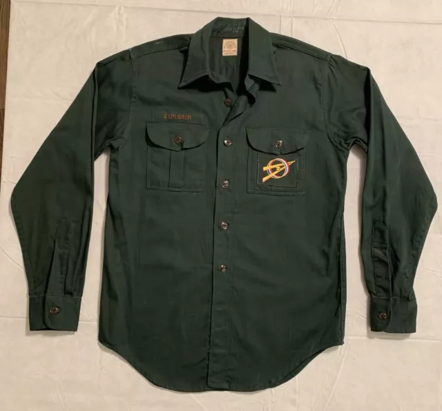 Vintage Boy Scouts Uniform Shirt Sz 14 Regular Mens S Sanforized Explorer BSA 2