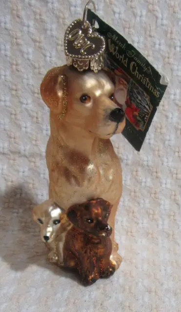 Old World Christmas Blown Glass Mama and Pups Labrador Dog w/ puppies Ornament