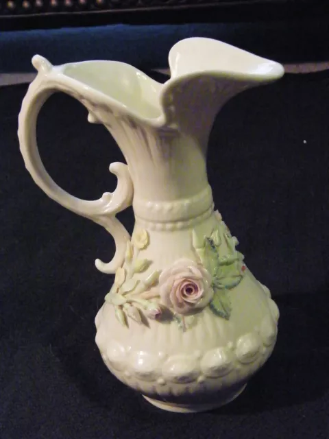 Belleek 1965-1980 6Th Green Mark Aberdeen Floral Flower Pitcher Ewer Handle