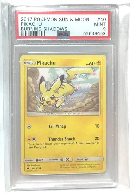 2017 Pokémon Burning Shadows #40 PIKACHU PSA MINT 9