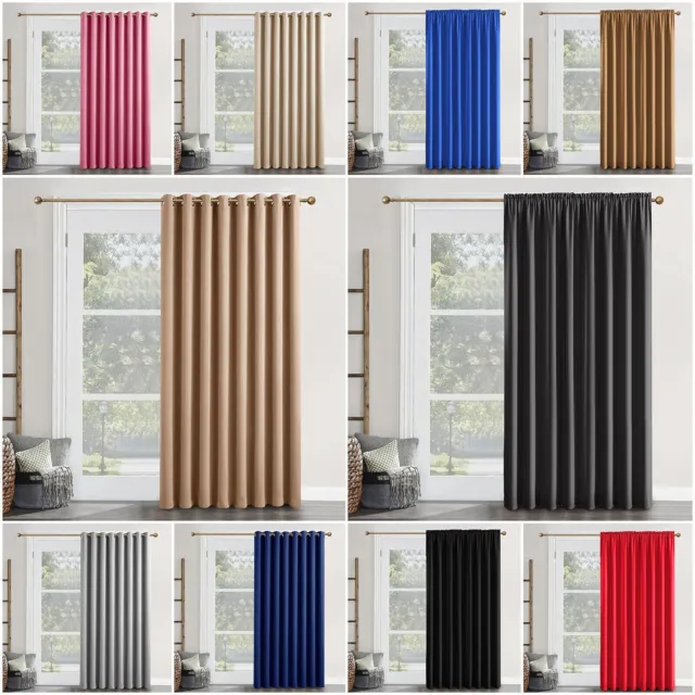 New Thick Thermal Blackout Pair Curtains Ready Made Eyelet Ring Top 8 Colours
