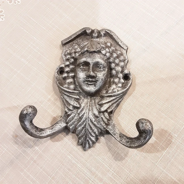 Vintage Lady Face With Grapes Wall Hook Ornate Frame Hanger Kitchen Accessory #2