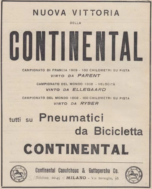 Z5424 Pneumatici CONTINENTAL - Parent vince in Francia - Pubblicità - 1909 ad