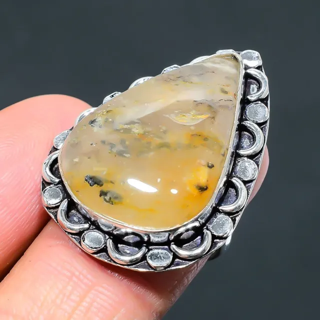 Lodolite Quartz Gemstone Handmade 925 Sterling Silver Jewelry Ring Size 6.5