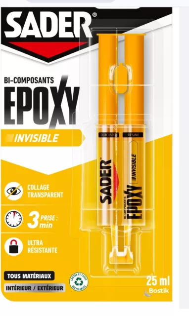 WEICON Colle-minute Epoxy 24 ml/Double seringue/Adhésif résine époxy 2  composants & Loctite Colle Power Epoxy Rapide 5 Minutes 25 ml, Colle epoxy