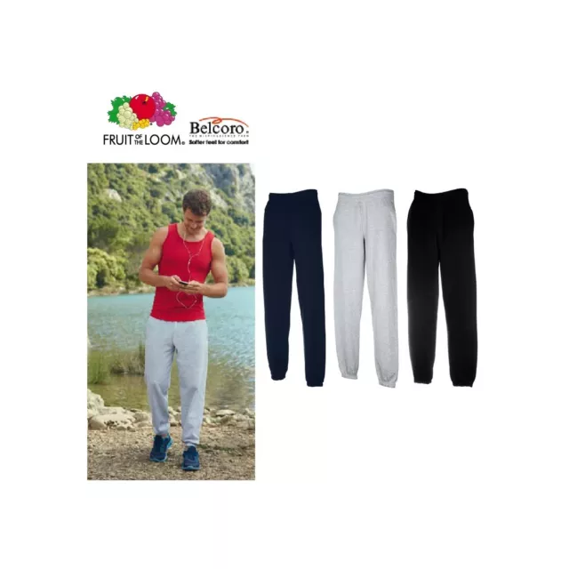 Pantalone Fruit Of The Loom 640260 Tuta Cotone Uomo Felpati Con Elastico Alla Ca