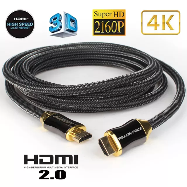 CÂBLE HDMI ULTRA HD v2.0 4K 2160p 3D 1/1,5/2m/3m/4m/5m/7m/10m