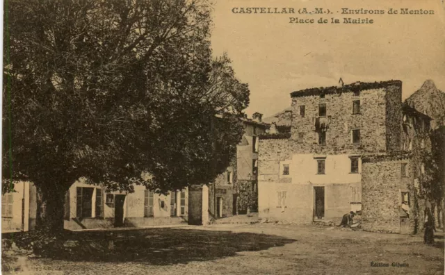Francia Castellar - Luogo De La Mairie Vecchio Seppia Cartolina