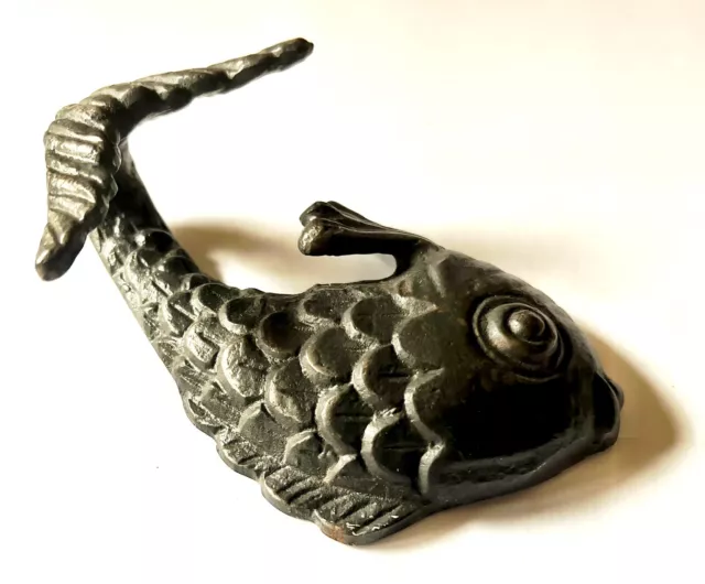 Cast Fish Shape 3D Wall Hook Coat Hat Towel Rustic Cast Iron Bath 5 X 3 X 1.5”
