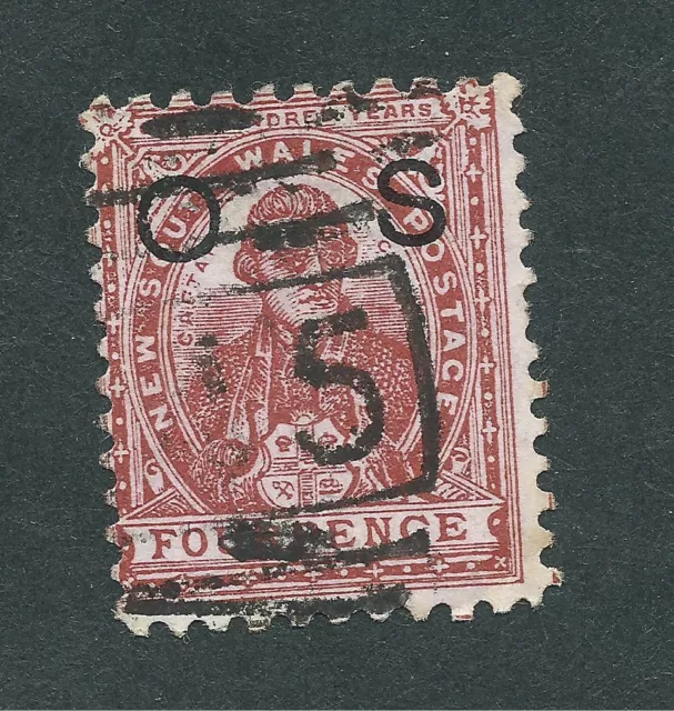 New South Wales Official stamp 4d Captain Cook.Pr. 11x12.Sc.#026.Numeral used