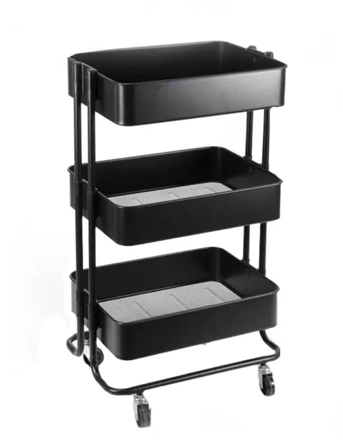 Carrello multiuso con 3 cestelli in metallo carrellino con ruote cassettiera