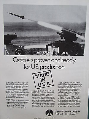 4/1973 PUB THOMSON CSF DEFENSE EXOCET MISSILE SYSTEME D'ARMES ORIGINAL AD 