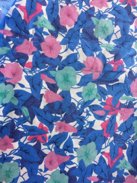 Liberty Vintage Blue Pink White Floral Cotton Fabric - Dressmaking Project