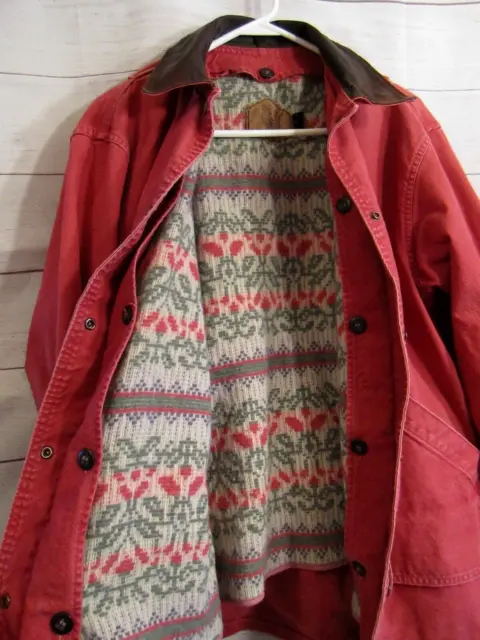 Vtg 90s Woolrich Women's Sz M Old Rose Wool Blanket Lined Chore Barn Coat Jacket