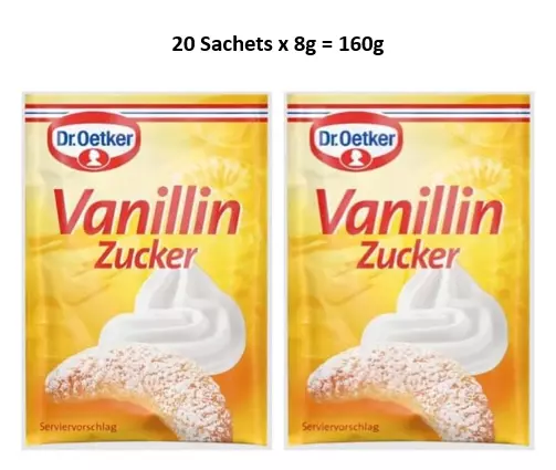 Dr Oetker Vanilla Sugar 20x Sachets - DOUBLE pack = 20x 8g = 160 grams TOTAL