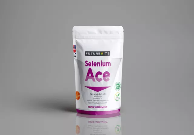 Selenium 220mcg Tablets ACE Vegan Supplement Hair Nails Immune System Made UK