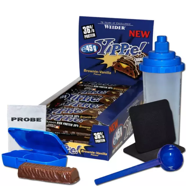 (40,62 EUR/kg) Weider Yippie! Protein Bar 36% Eiweiss 18 x 45g Riegel + Bonus