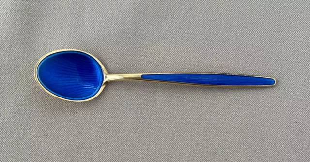 DAVID-ANDERSEN Norway Sterling Silver Blue Enamel Demitasse Spoon;T630