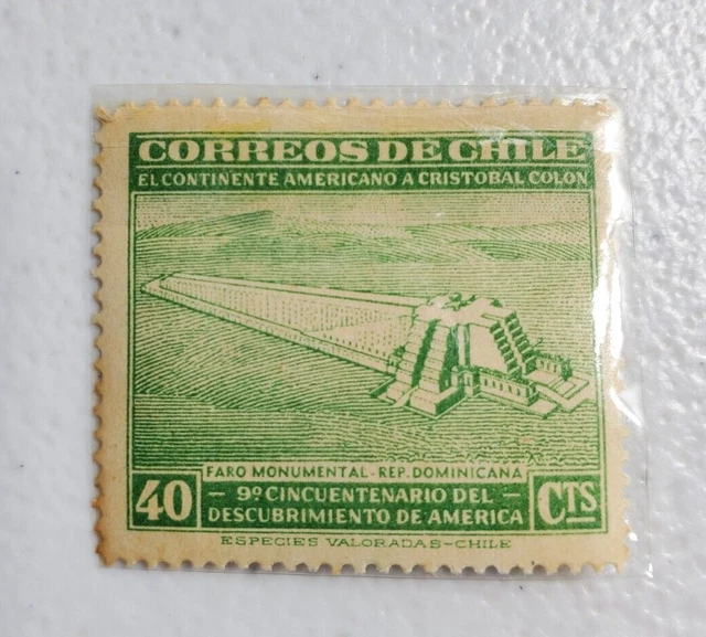 Correos De Chile  Cinecuentenario Descubriemento De America 40cts Stamp 06/264