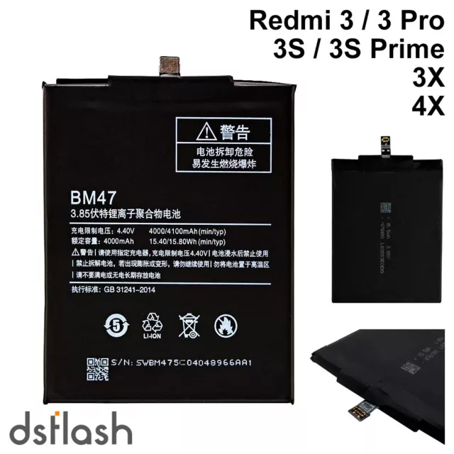 Bateria Xiaomi Redmi 3 / 3 Pro / 3S / 3S Prime / 3X / 4X BM47 4100mAh