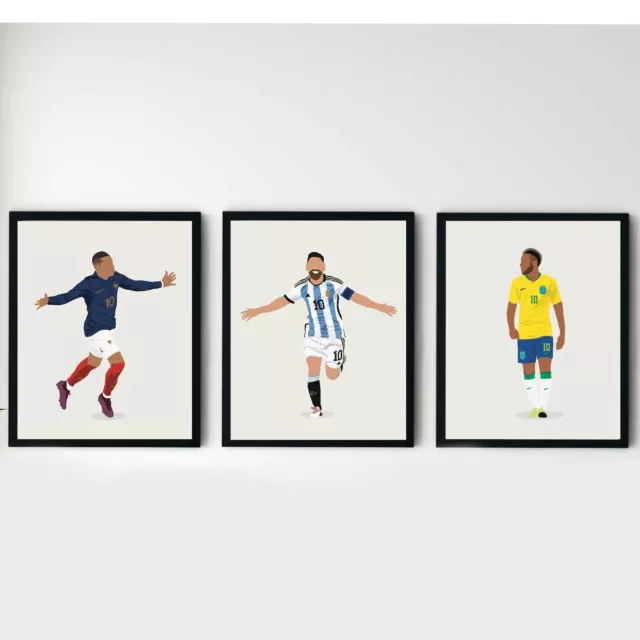 Set of 3 MESSI/NEYMAR/MBAPPE - FIFA WORLD CUP LEGENDS - Digital Art Poster