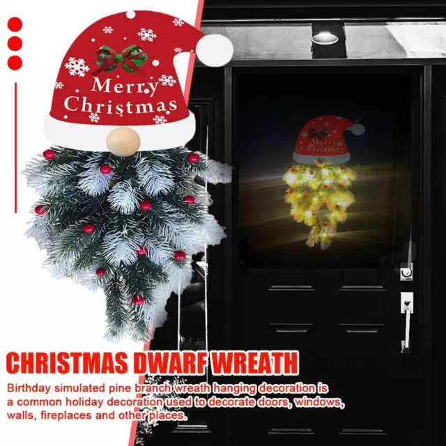 Realistic Colors Wreath Glowing Gnome Doll Christmas Wreath Festive Front Door