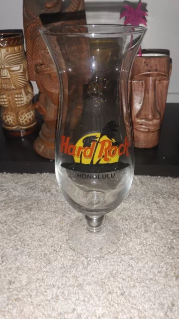 Vintage Hard Rock Cafe Honolulu Hawaii Hurricane Cocktail Drink Glass 9.25"