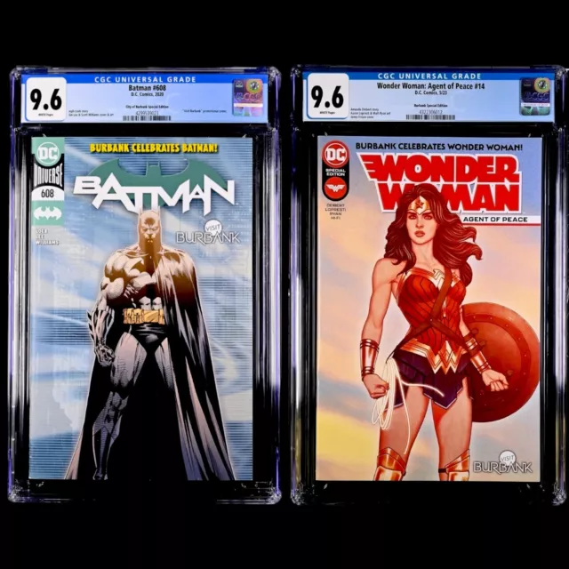 Batman 608 + Wonder Woman #14 Burbank Special Edition Cgc 9.6 Set Jim Lee Jenny
