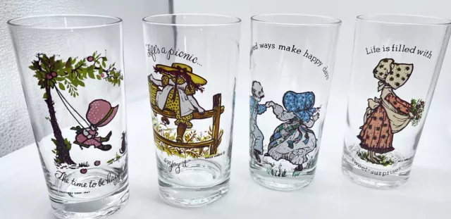 Vintage Holly Hobbie  Clear Glass Tumblers American Greetings Corp Set of 4