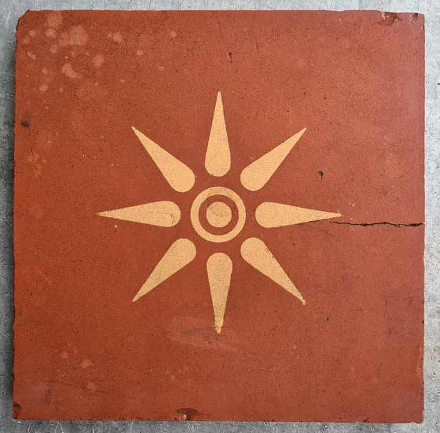 Antique Victorian Maw & Co 6” x 6” Red Encaustic Floor Tile Reclaimed