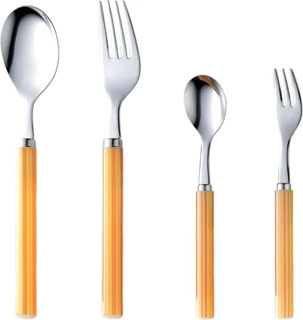 Nagao Stripe Dinner Cutlery Set 4 Pieces Orange Made in Japan