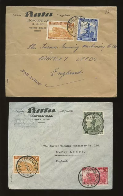 BELGIAN CONGO 1947 ADVERT BATA SHOES...MULTI FRANKINGS...14 stamps on 5 COVERS