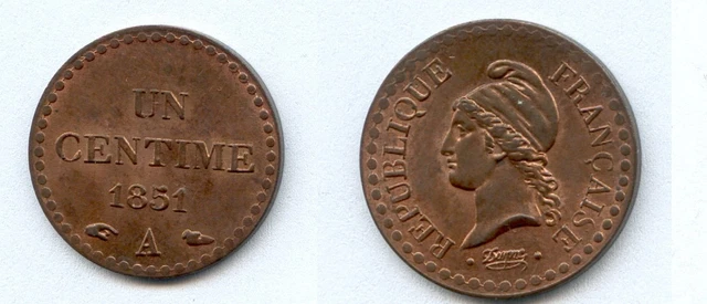 Gertbrolen 1 Centime Deuxième République  Type Dupré 1851 Sans  accent