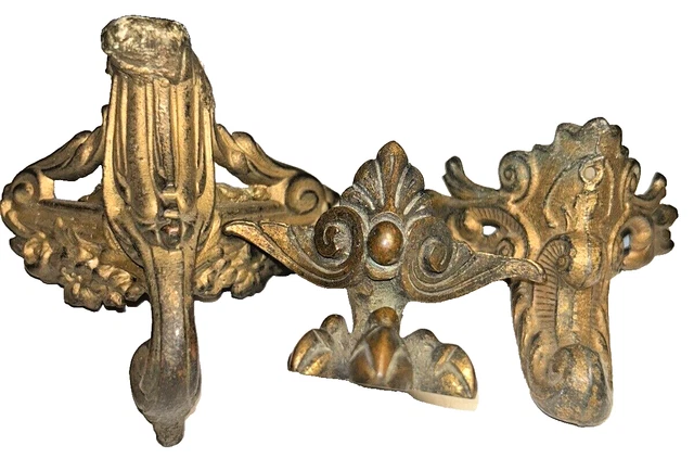 Vintage Antique  Claw Feet Ornate Brass ? Hardware ~ 3 Different Piece Lot