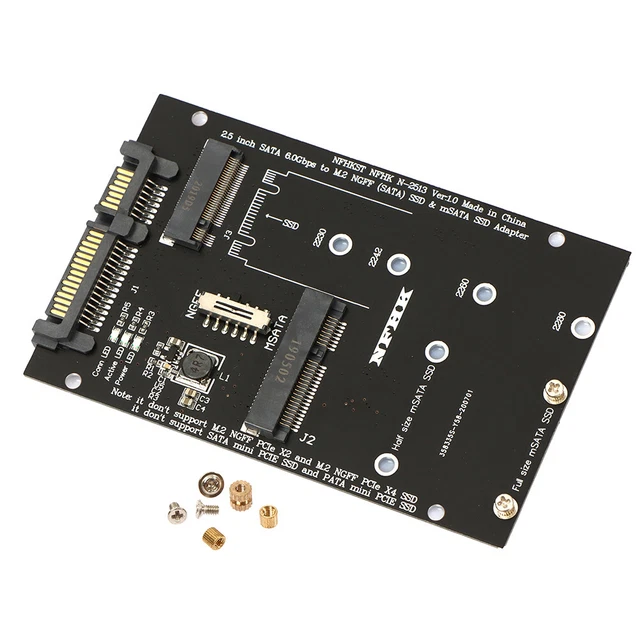 M.2 NGFF MSATA SSD to SATA 3.0 Adapter 2 in 1 Converter Card for PC Lapto.DB