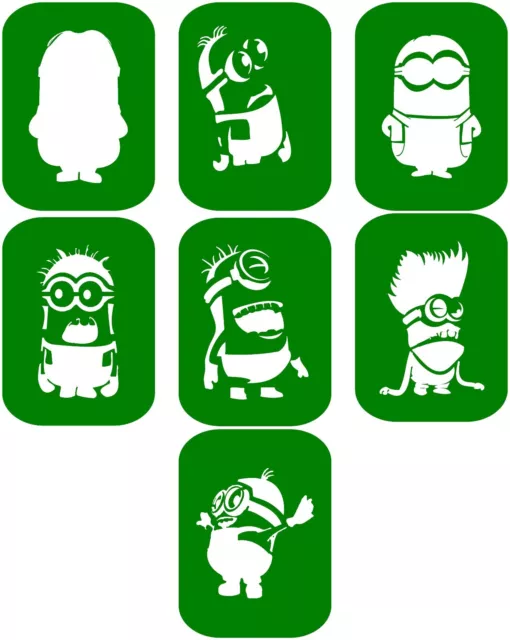 7 x Minions-1 Body Art And Glass Etching Stencils Glitter Stencil Art Crafts